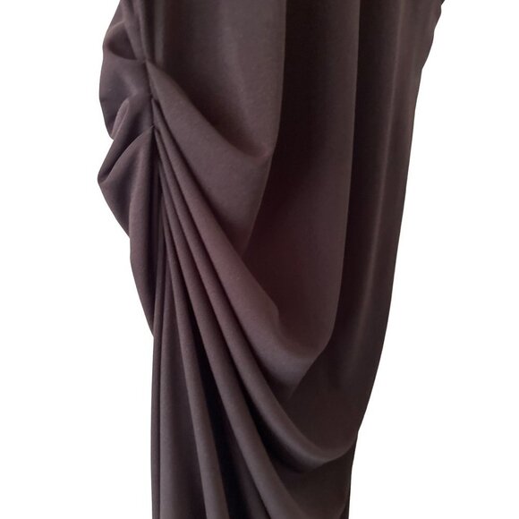 Zara Black Side Gathered Ruched Maxi Dress Short Sleeve Size Large - Picture 2 of 7